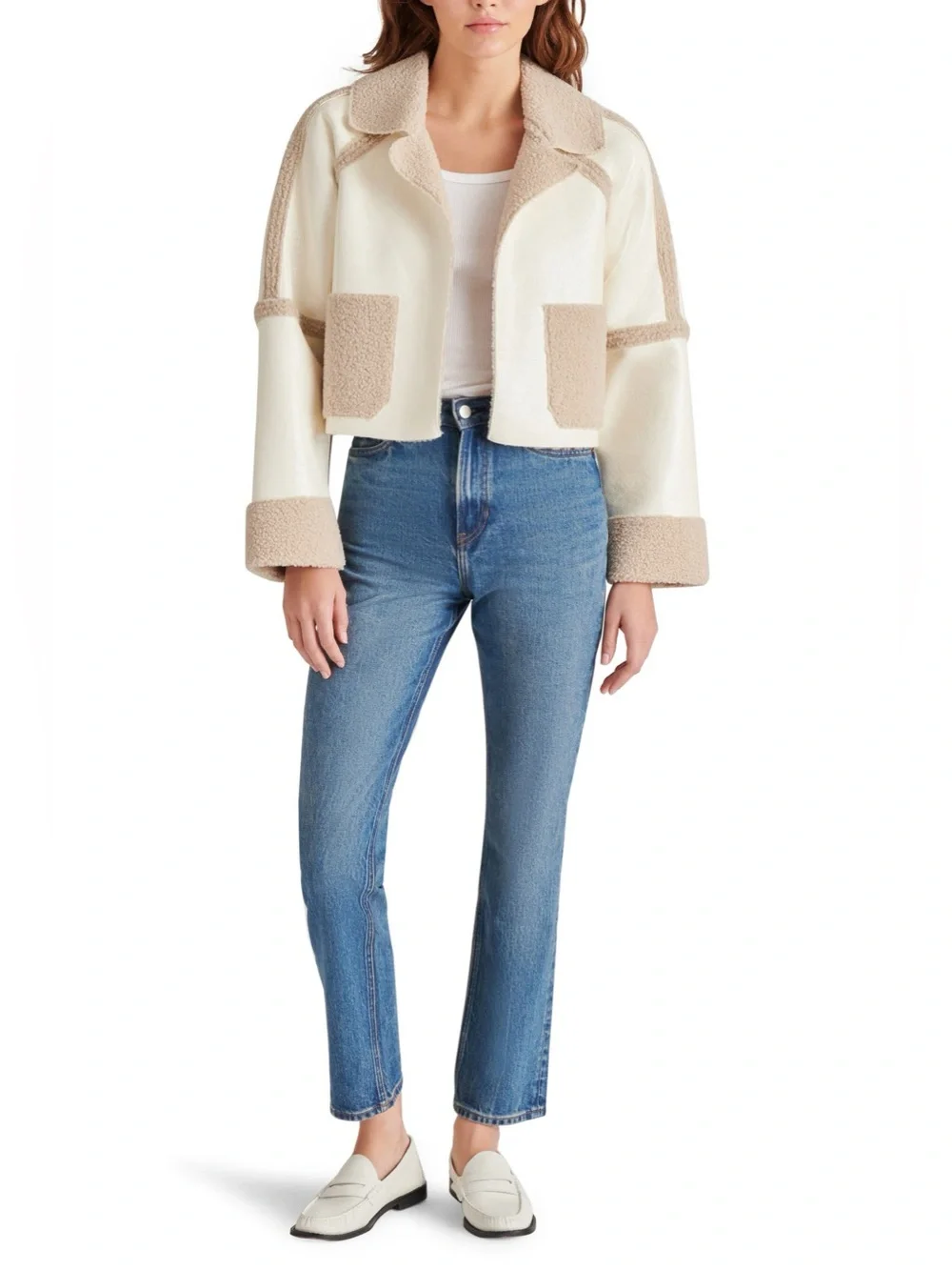 NWT Steve Madden Faux Shearling Trim Faux Leather Jacket Size XL